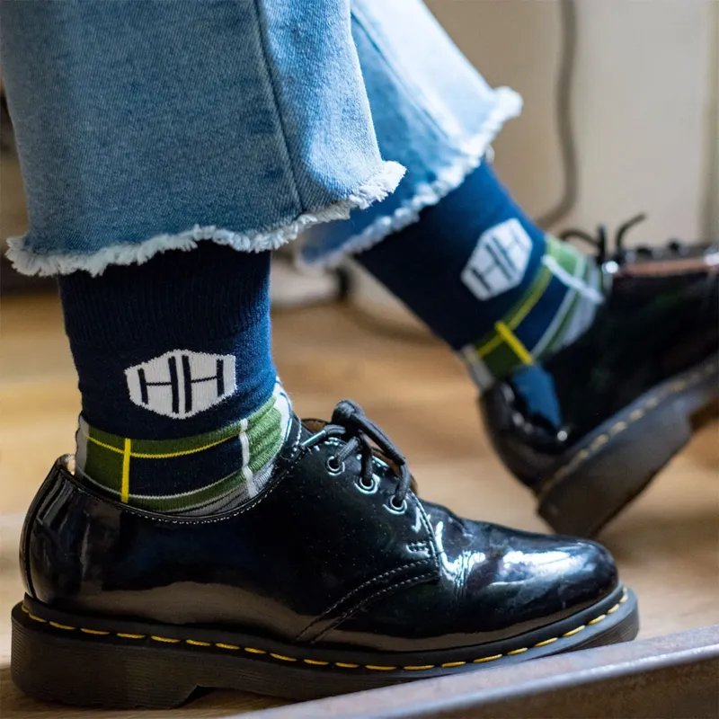 Custom Dress Socks in branded packaging with custom header card