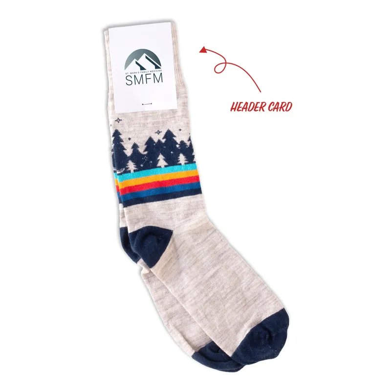 Custom Wool Crew Socks close-up showing knit texture and custom design detail