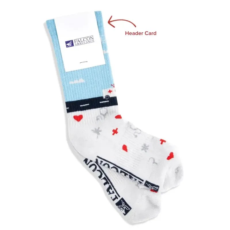 Custom Soccer Socks group display showing multiple pairs of custom branded socks